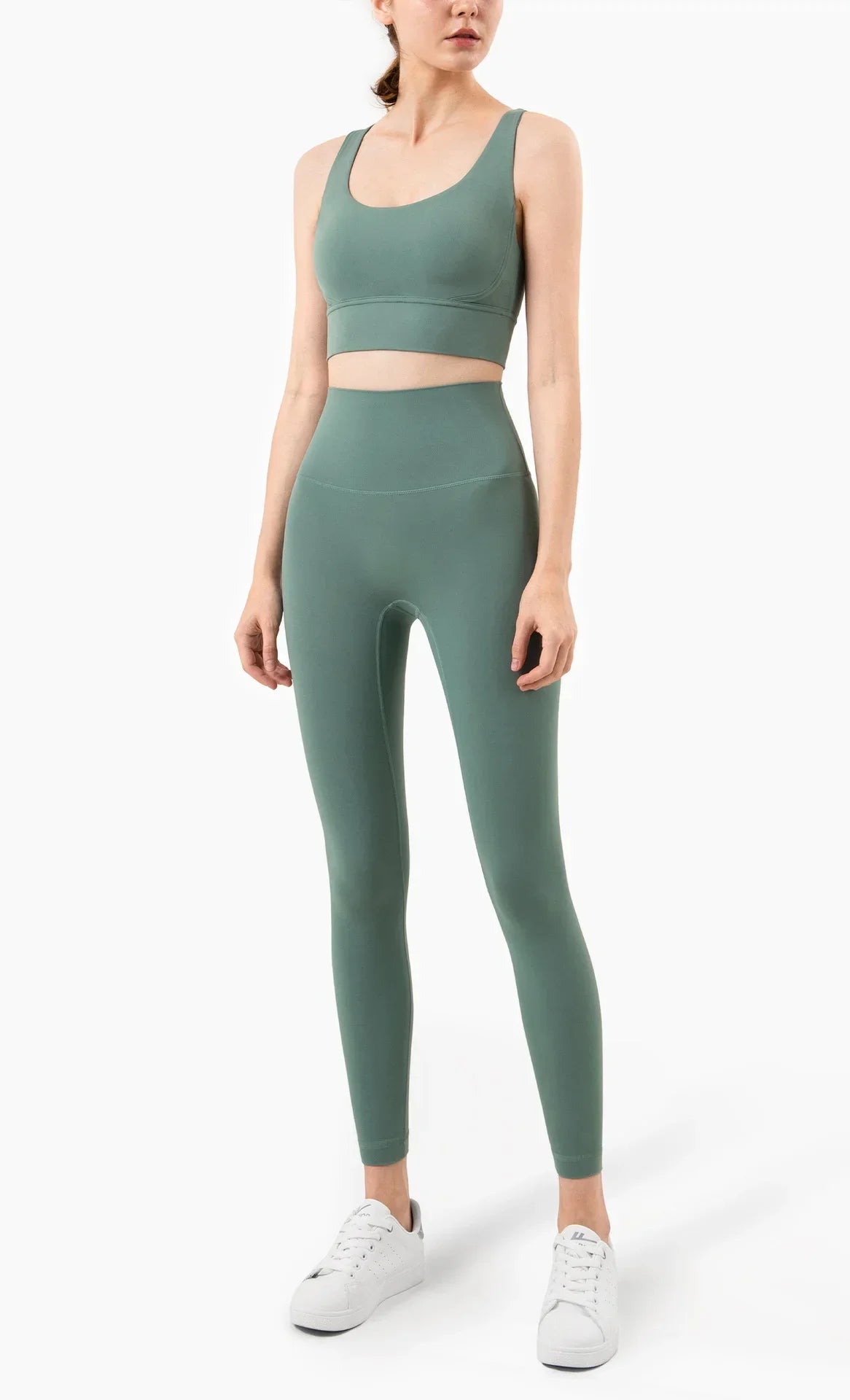 Summer 2 Piece Women's Yoga Tracksuit - Cross-Back Nylon Top and Leggings Athletic Set for Pilates and Fitness