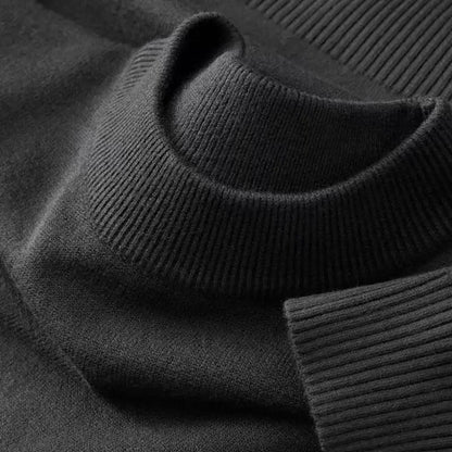 Men's Autumn Mock Turtleneck Sweater - Lightweight Warm Long Sleeve Knitted Casual Streetwear Pullover Top