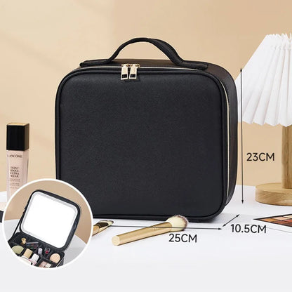 LED Cosmetic Case with Lights & Mirror – Large Capacity Luxury Makeup Bag with Premium Feel