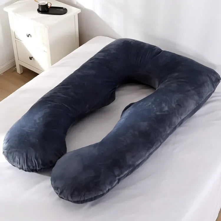 Soft Fleece U-Shaped Pregnancy Pillow – Multi-Function Side & Lumbar Support Cushion for Women