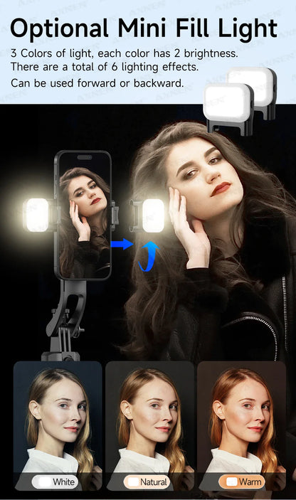 C17 AI Smart Gimbal Tripod – Foldable 360° Selfie Stick with Auto Face Tracking Quadruped Mobile Phone Holder