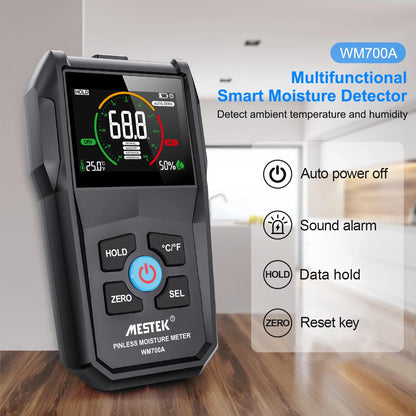 Non-Contact Wood Moisture Meter | Digital Electromagnetic Timber Humidity Tester with Color Screen