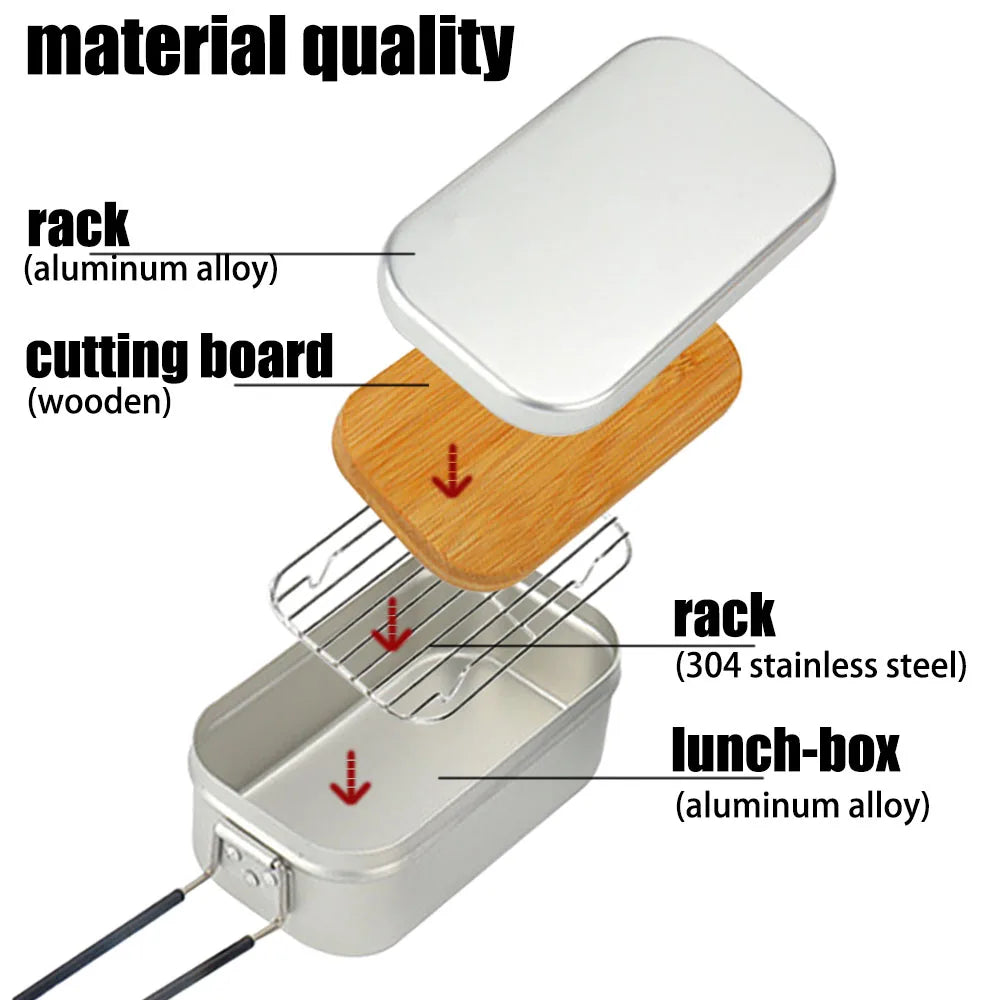 Ultralight Camping Tableware & Cookware Set - Lunch Box, Cooking Pots, Outdoor Cutlery, Picnic & Hiking Kitchen Accessories
