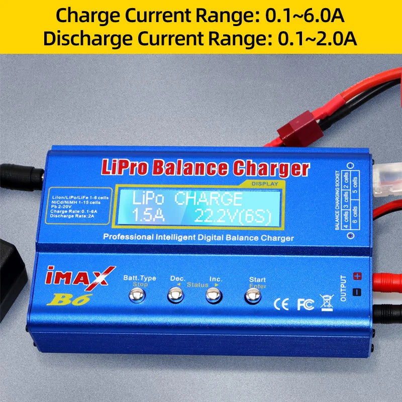 iMAX B6 80W Battery Charger – Digital Lipo, NiMh, Li-ion, Ni-Cd Balance Charger/Discharger for 1-6S RC, FPV, Airplane, Drone, Car