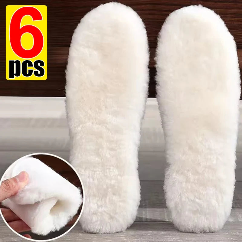 Unisex Sheepskin Wool Insoles — Natural Fur Winter Shoe Pads for Men, Women & Children