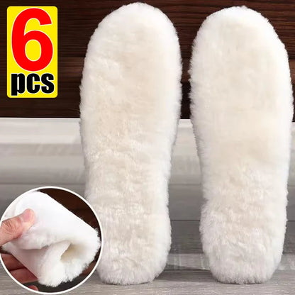 Unisex Sheepskin Wool Insoles — Natural Fur Winter Shoe Pads for Men, Women & Children