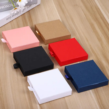 Thick Kraft Paper Jewelry Box — Drawer-Style Packaging for Rings, Necklaces, Bracelets & Earrings | Gift Case with Sponge Insert