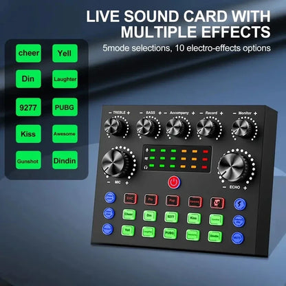 V8S Live Sound Card Bundle - Professional Microphone Recording Equipment for Podcast, DJ, Music & Live Streaming