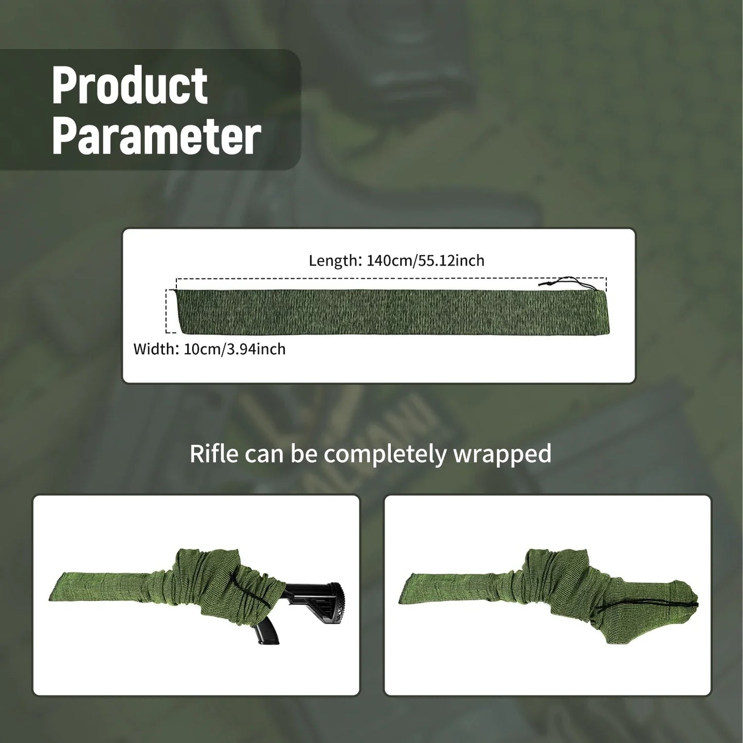 5-Pack Silicone Treated Gun Socks 55” x 3.9” – Stretch Knit Rifle Storage Covers for Hunting & Shooting Protection Sleeves