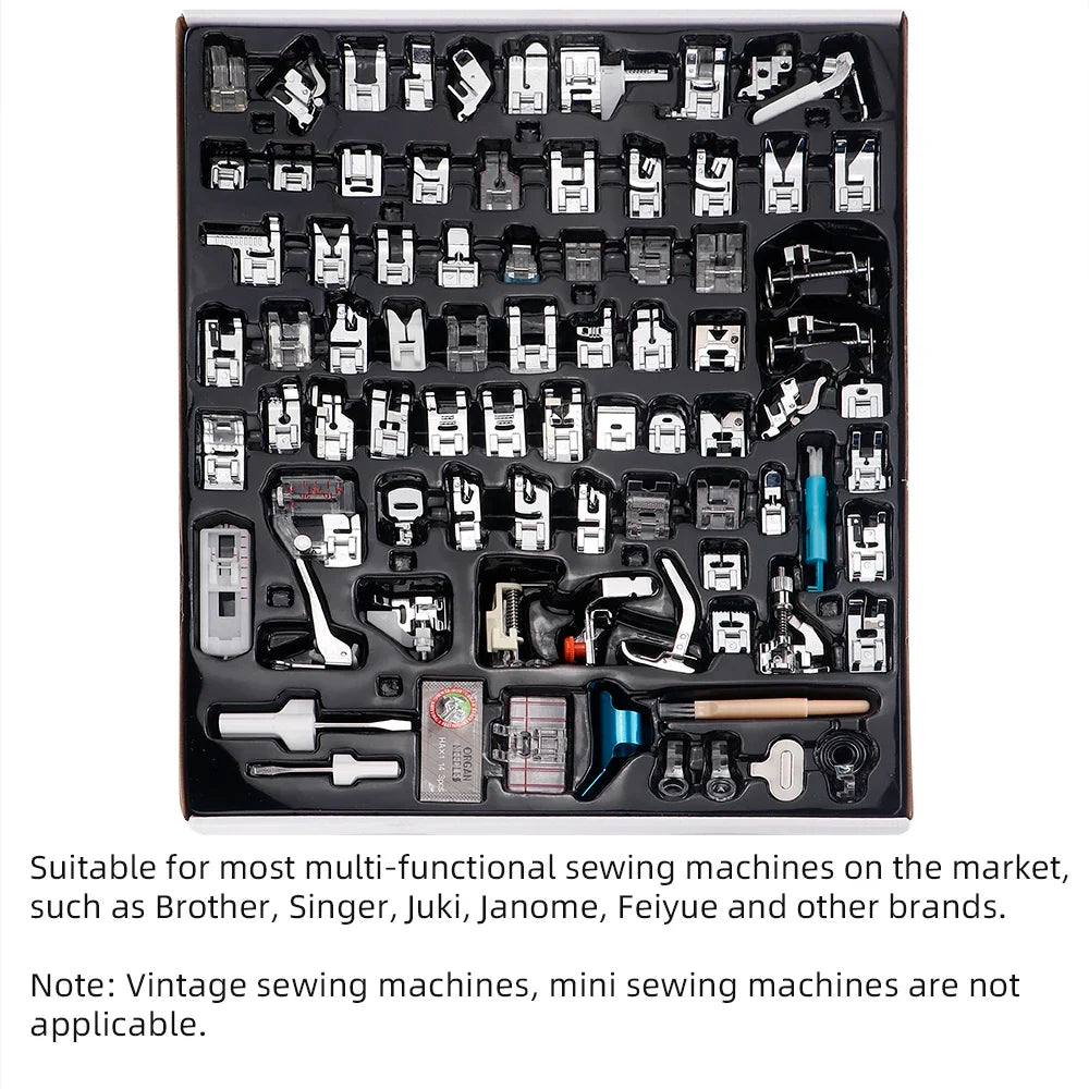 82-Piece Sewing Machine Presser Foot Set - Multifunctional Professional Accessories Kit