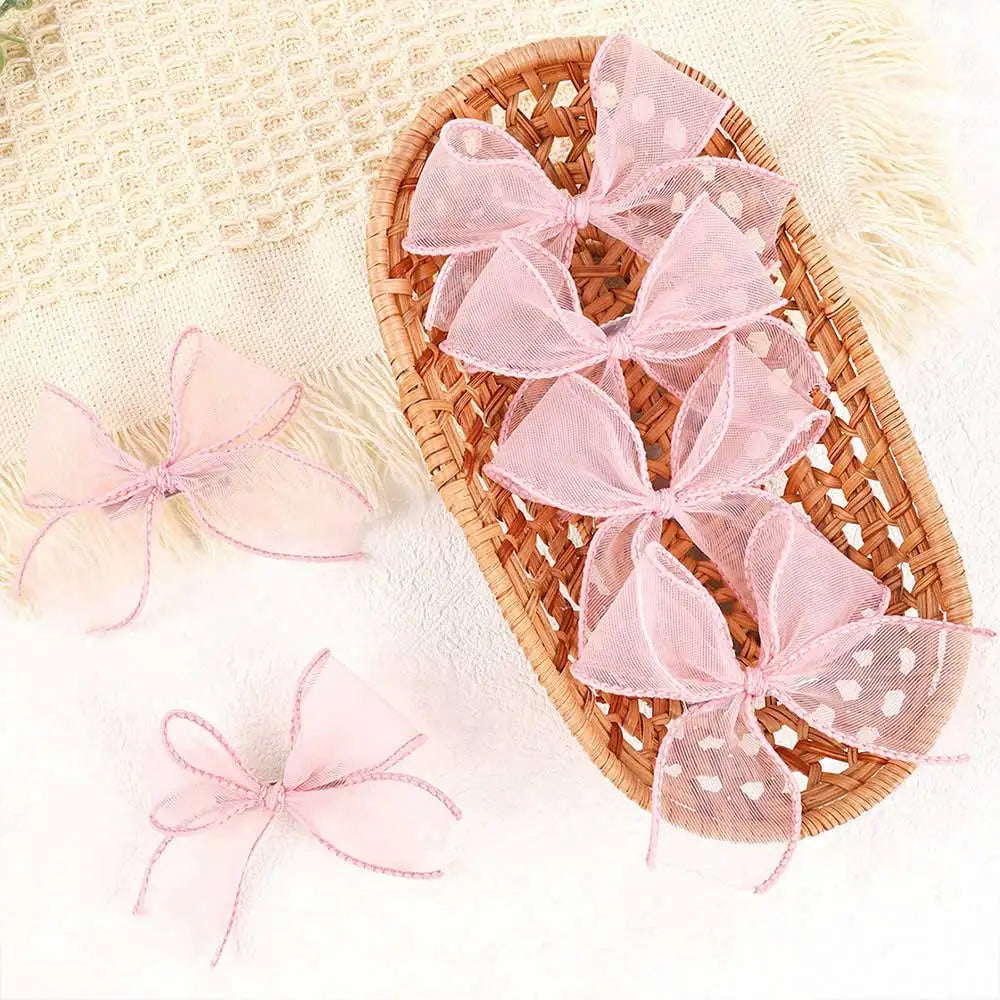 6Pcs White Lace Bow Hair Clips for Baby Girls – Lovely Bowknot Hairpins, Barrettes, Kids Hairgrips, Korean Headwear Accessories