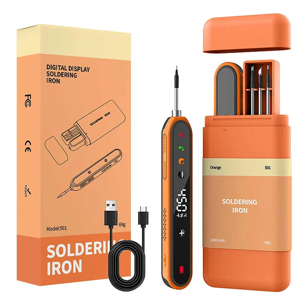 Type-C Digital Soldering Iron Kit - Adjustable Temperature Mini Electric Repair Tool with Fast Heating
