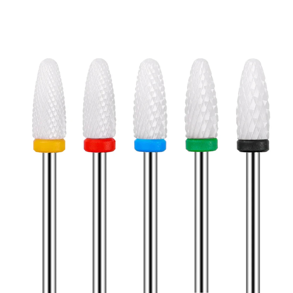 5PCS Ceramic Nail Drill Bit Set - Electric Milling Cutter Bits for Manicure & Pedicure Nail Machine Accessories