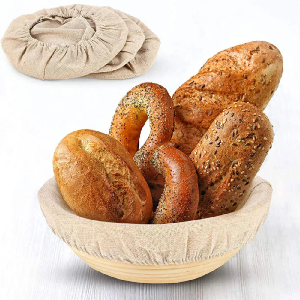 Fermented Linen Cloth Cover for Round Rattan Bread Proofing Basket - Bread Dough Banneton Flax Cloth Liner Bag