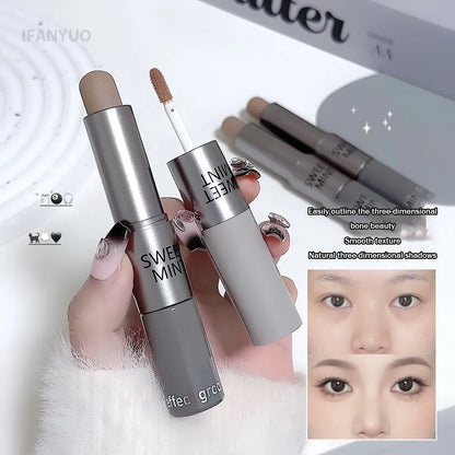 Moisturizing Matte Contour Stick - Waterproof Concealer Highlighter for 3D Nose Shadow Face Sculpting Makeup