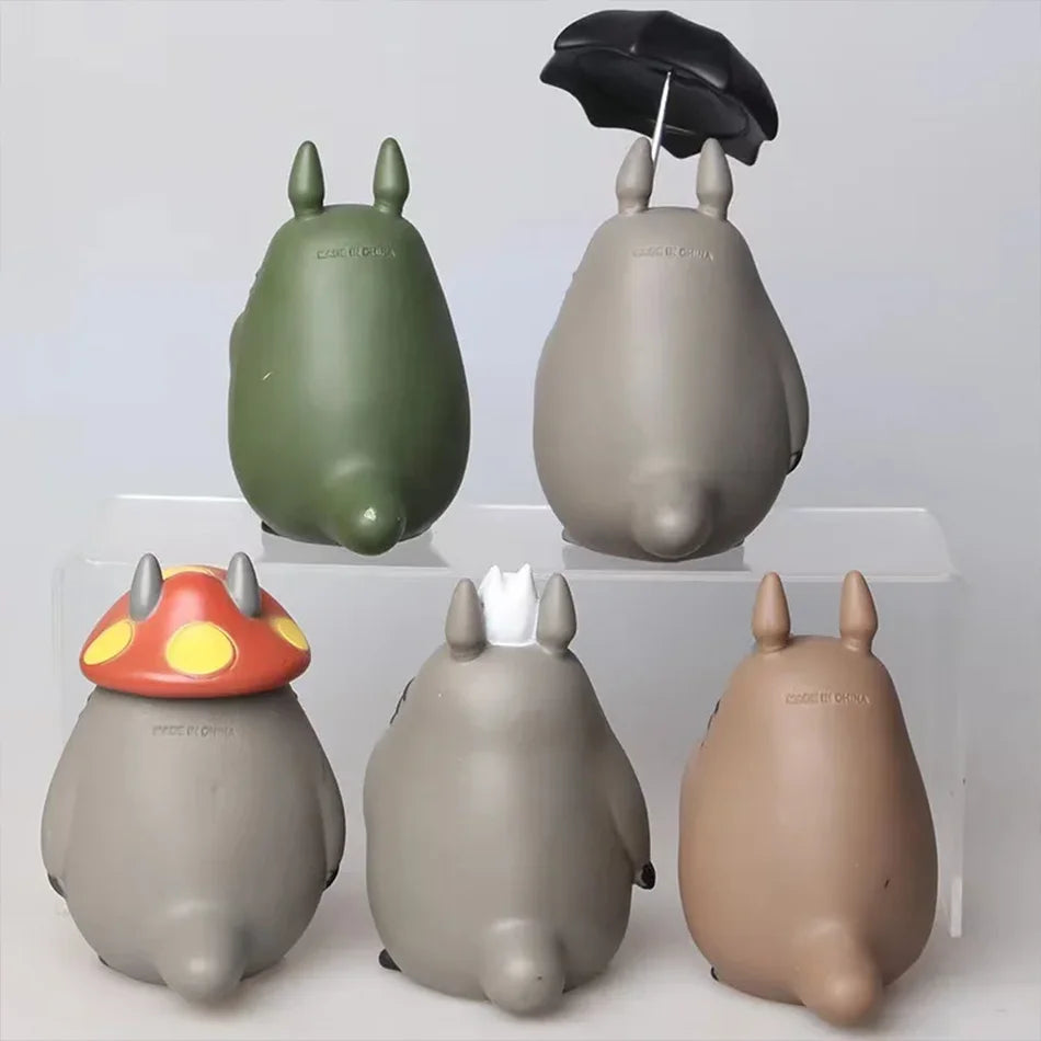 Totoro Mini Statue Set – 5pcs Cute Kawaii Figures for Room Decoration