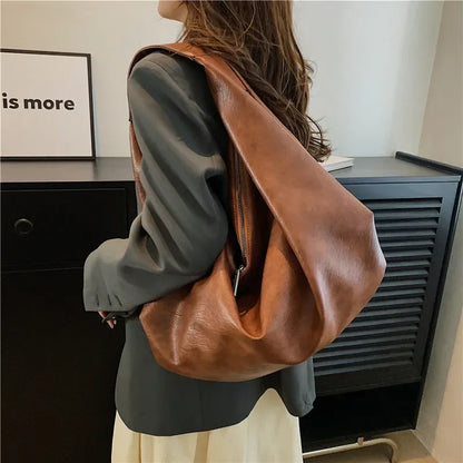 Women’s Large Black Hobo Shoulder Bag – Soft Leather Crossbody Shopper Tote Handbag for Travel & Everyday Use