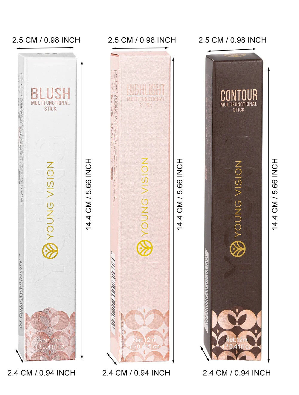YOUNG VISION Air Cushion Powder Blusher – High Gloss Stick, 6 Color Options for Liquid Rouge Makeup