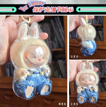 V1 V2 Labubu Protective Cover - 17cm Cotton Doll Sitting Bag, Transparent Dustproof Plush Doll Storage