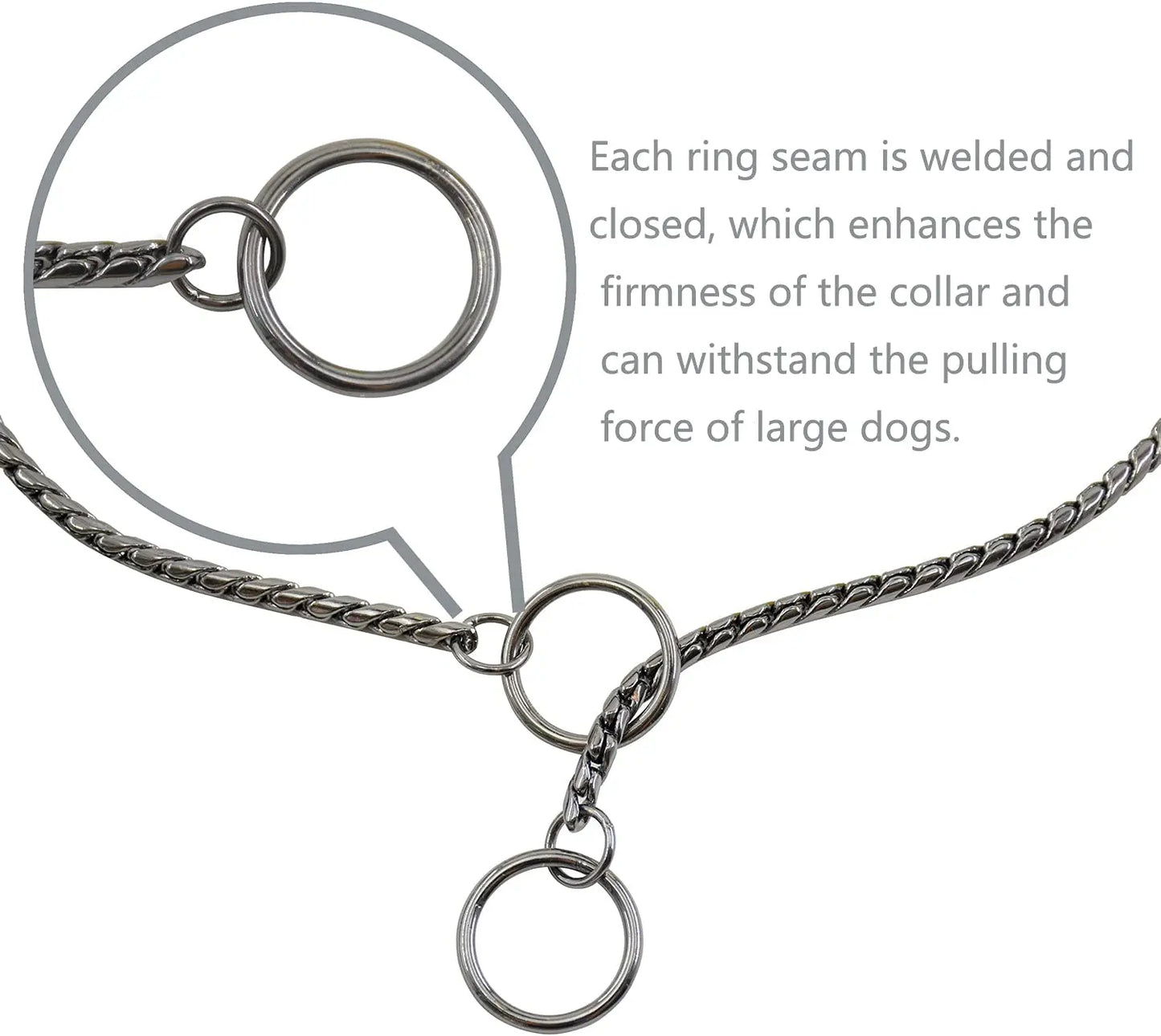 Gold, Black & Silver Dog Chain Collar – Heavy Link Copper-Plated Snake Choke Training & Show Slip Collar for Dogs