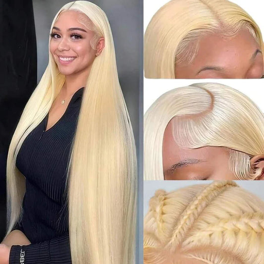 220 Density Straight Blonde 613 HD Lace Frontal Wig – 13x6/13x4 Brazilian Human Hair Colored Wig for Women