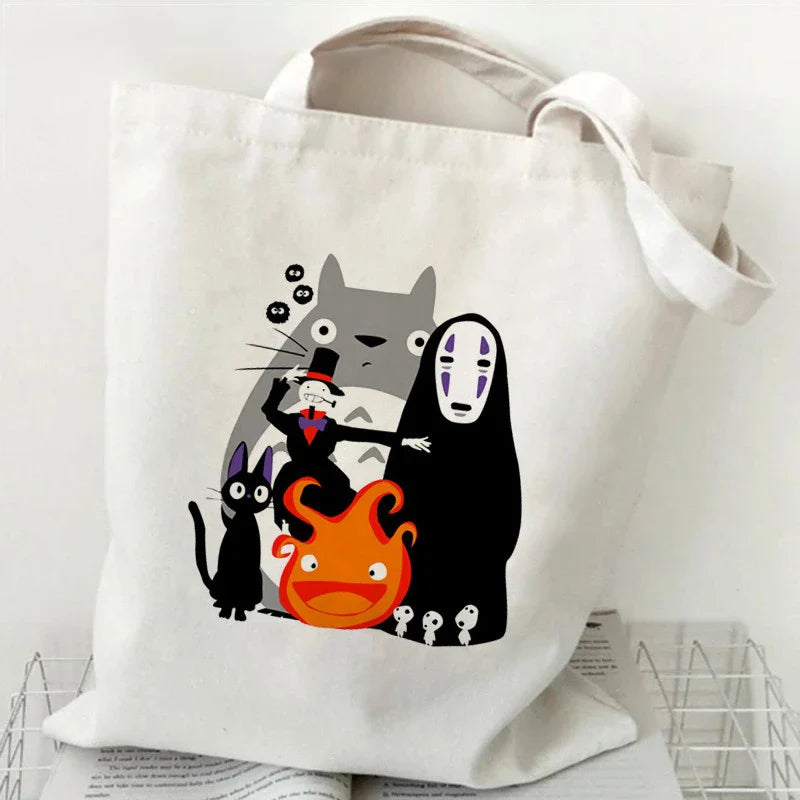 Totoro Studio Ghibli Fashion Tote Bag – Foldable Reusable Shopping Handbag, Harajuku Style Student Bag