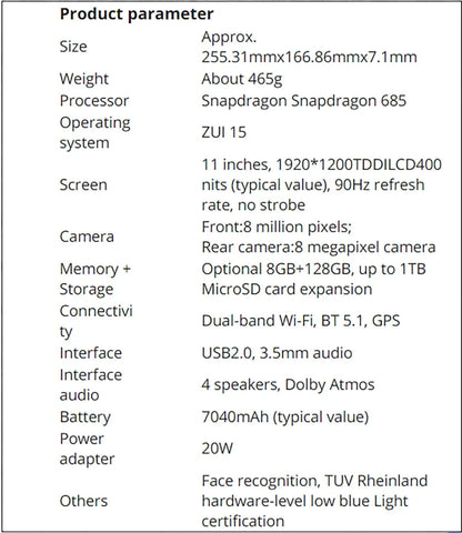 Lenovo Xiaoxin Pad 2024 Tablet – 6GB/8GB RAM, 128GB/256GB Storage, 11" Display, Snapdragon 685, 7040mAh Battery, Android WiFi Tab