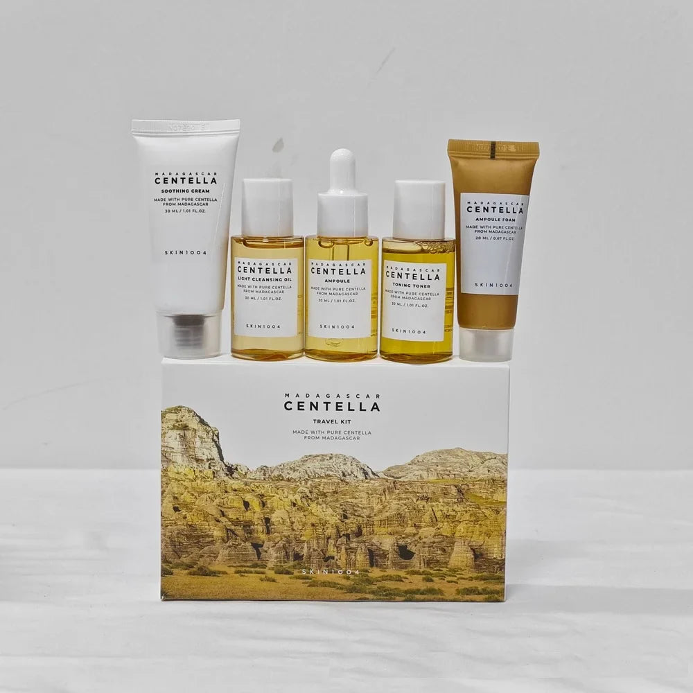 SKIN1004 Angel Skin Care Set — Centella Asiatica Essence, Eye Cream, Cleanser, Toner & Sun Cream for Moisturizing & Brightening