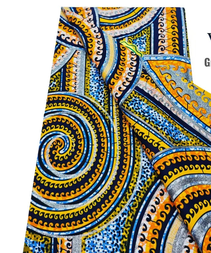 African Glitter Wax Print Fabric - 6 Yards Pink Gold Ankara Cotton Batik Material for Uniforms