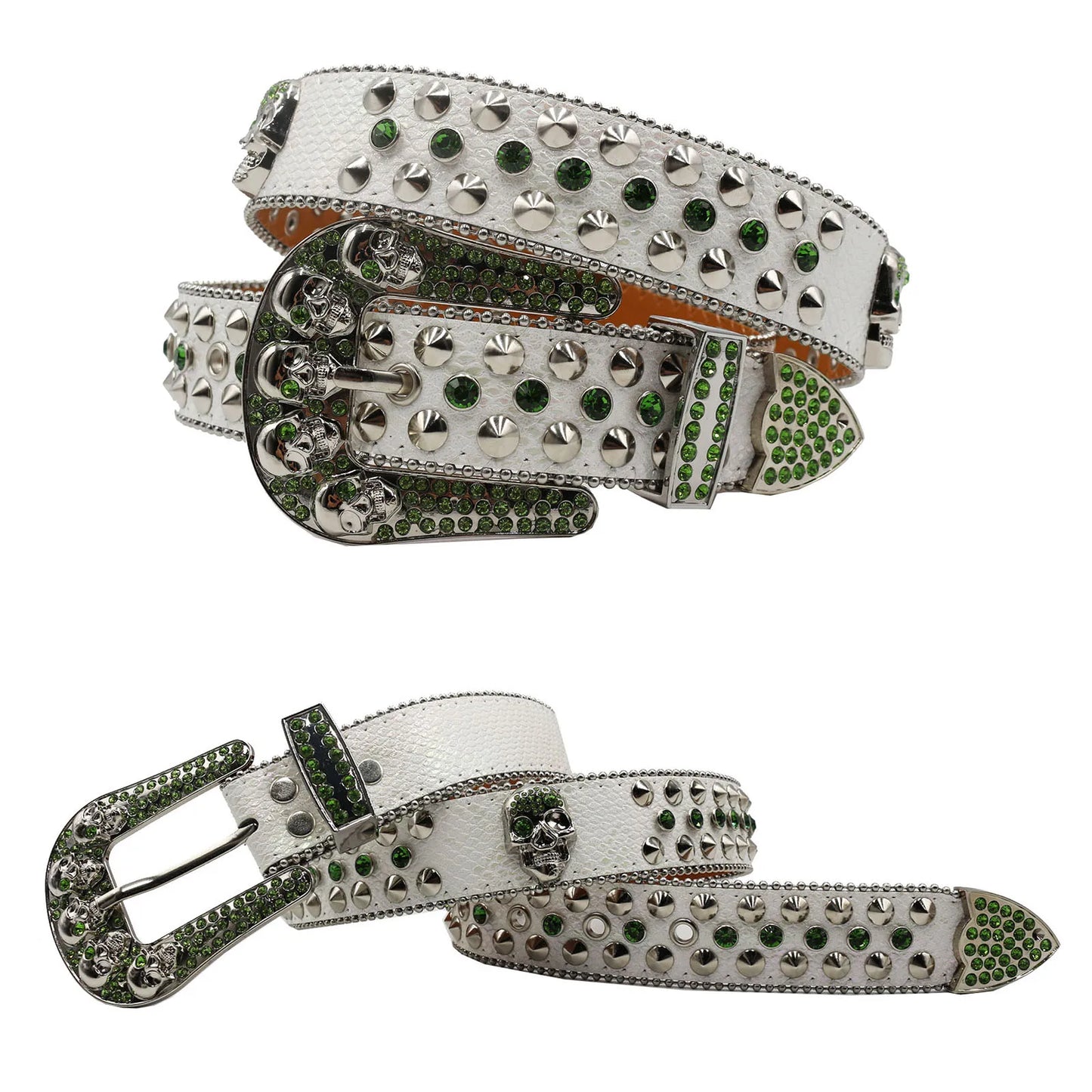 Men's & Women's Skull Rhinestone Western Denim Belt – Hip Hop Punk Y2K Shiny Rivet Artificial Diamond Design