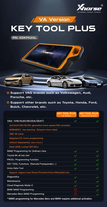 Xhorse XDKPO2GL VVDI Key Tool Plus VA Version — VAG IMMO with Free MQB48 License
