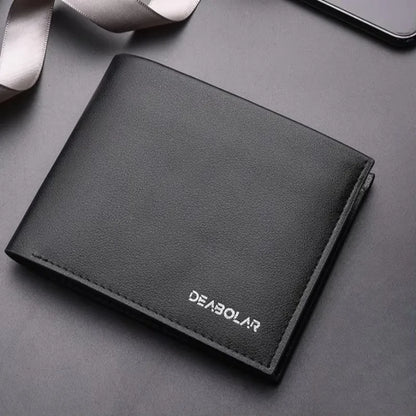 Genuine Leather Men’s Wallet – Premium Real Cowhide Short Black Wallet, Stylish Portefeuille Homme Purse