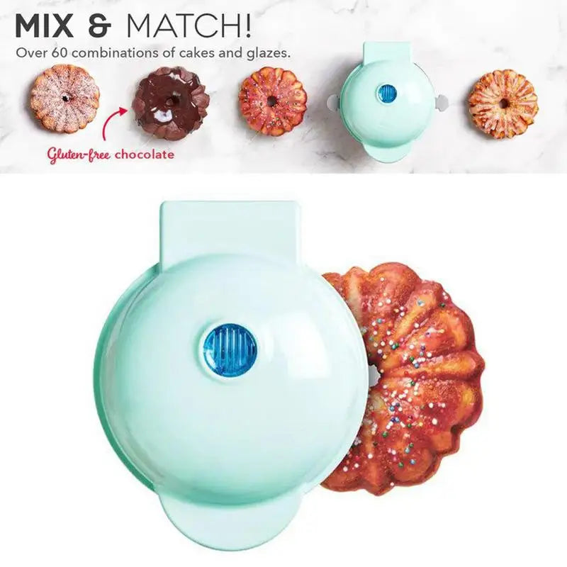 Mini Maker for Cake Waffles, Hash Browns, Keto Chaffles: Easy-to-Clean Non-Stick Surfaces - 4 Inch, Red Blue