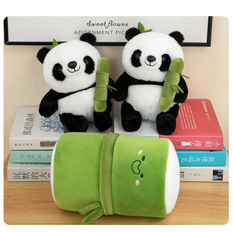 Kawaii Bamboo Tube Panda Plush Toy Set – Cute Reversible Stuffed Bear Dolls, Children’s Valentine’s Day Gift
