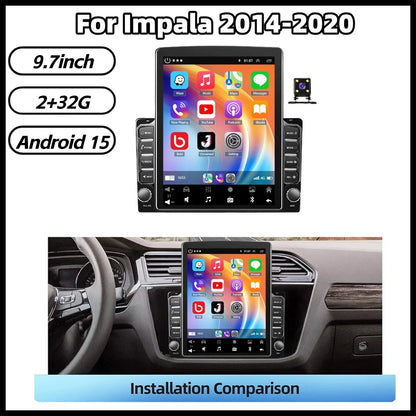 9.7" Double-DIN Car Stereo - GPS Navigation Head Unit with Wireless CarPlay & Bluetooth for Chevrolet Impala 2014-2020