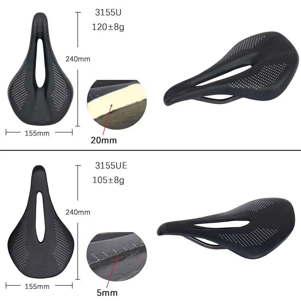 Elitaone MTB Carbon Saddle — 240x143mm Road Bike Seat | Super Light 90g UD Bare Carbon Finish