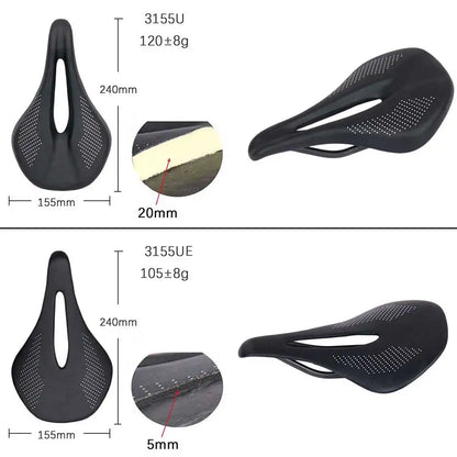 Elitaone MTB Carbon Saddle — 240x143mm Road Bike Seat | Super Light 90g UD Bare Carbon Finish