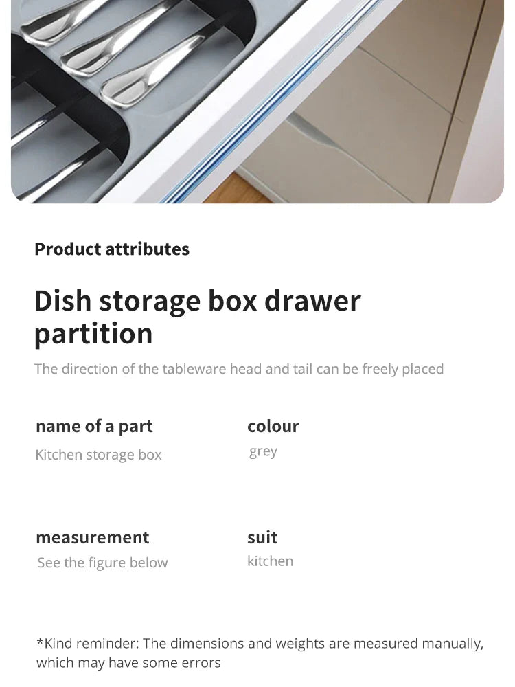 Kitchen Drawer Cutlery Organizer – Knife, Spoon & Fork Storage Tray with Spice Bottle Holder