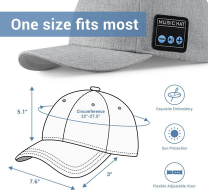 Upgrade Your Outdoor Experience with New Multifunctional Bluetooth Hat: Detachable Wireless Speakers, Adjustable Music Baseball Cap - Perfect for Running & Sports, Great Gift Idea