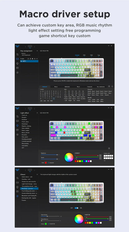AULA F99 99-Key Gaming Mechanical Keyboard – Wired, 2.4G Wireless, Bluetooth, Hot-Swappable PBT Gasket RGB for Gaming & Typing