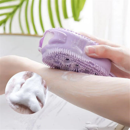 Silicone Body Scrubber: Shower Exfoliating Scrub Sponge - Bubble Bath Brush Massager for Skin Cleaning, Bathroom Accessories