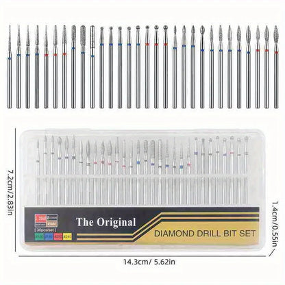 30Pcs Diamond Nail Drill Bit Set - Rotary Electric Milling Cutters for Pedicure, Manicure, Cuticle Burr & Nail Tools Accessories