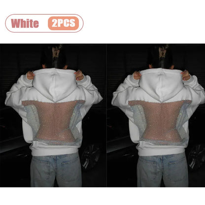 Women's Hollow Mesh Hoodie - Solid Color Backless Sweatshirt for Fall & Winter Fashion Gift