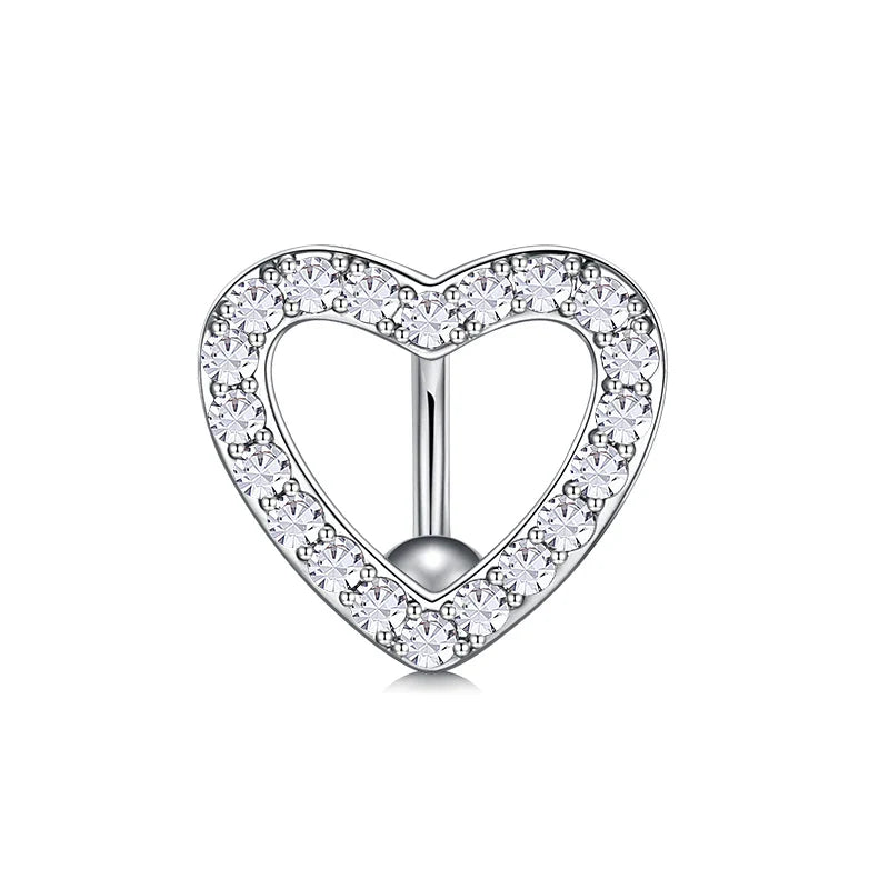Trendy Women’s Belly Button Ring – Stainless Steel Dangle Navel Piercing with Crystal Flower Punk Jewelry