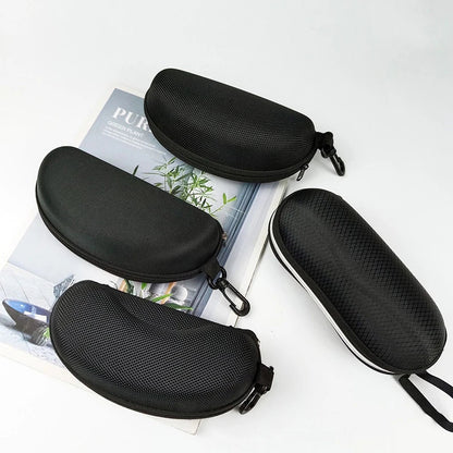 Portable Sunglasses & Eyewear Storage Case - Anti-Stress Black Eye Bag for Men's & Women's Glasses, Myopia and Flat Mirror Protection