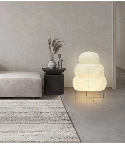 Japanese Akari Noguchi Yong Table Lamp - White Rice Paper Decorative Desk Light for Bedroom, Living Room, & Study
