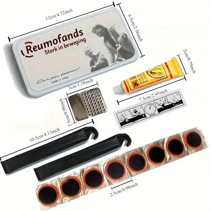 Bike Tire Repair Kit – Patches, Grinding Film, Crowbar & Multifunctional Tools for Cycling Repairs