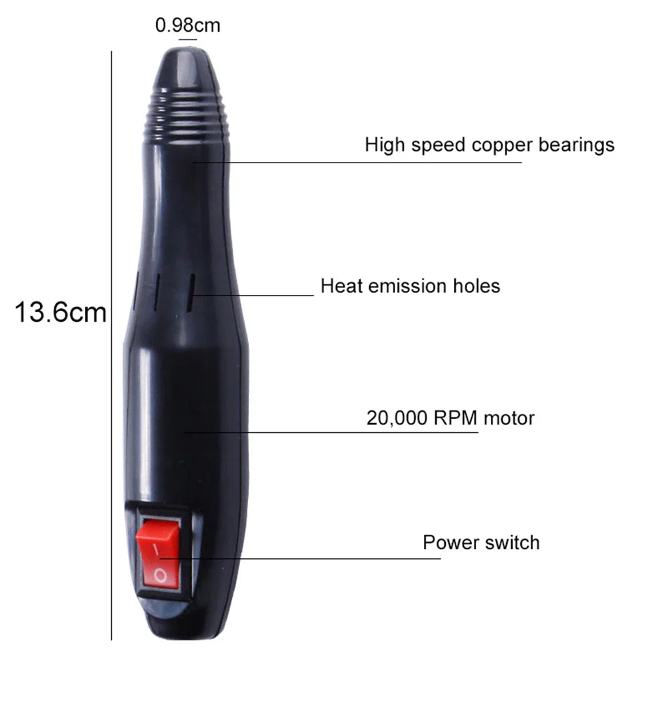 20000RPM Professional Nail Drill Machine Set - Low Noise Nail File Kit with Drill Bits & Gel Polish Remover Tools