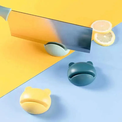 Kitchen Knife Sharpener — Mini Portable Multifunction Sharpening Stone, Cartoon Frog Ear Design for Household and Outdoor Use