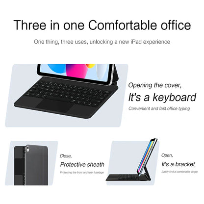 Backlit Magic Keyboard Case for iPad — Multi-Touch Smart Keyboard Folio for 11" iPad 11th Gen & 10.9" iPad 10th Gen